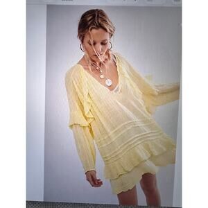 Free People FP One Tamasi Tunic Convertible V Neck Oversized Ruffle Dress M